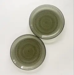 【美品】 Iittala Kastehelmi プレート モスグリーン　 2枚のサムネイル