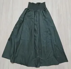 【GU】ダークグリーン ロングフレアスカート
