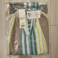 新品　 ヌキテパ　コットンボイルストライプギャザーネックドレス