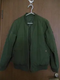 ノーカラーブルゾン/ジャンパー★ダークグリーン＊Mサイズ