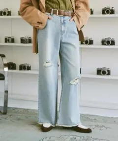 soerte ソエルテ トロンプルイユディストレストデニムパンツ - メルカリ