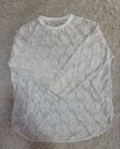 レディース 長袖レーストップス/白