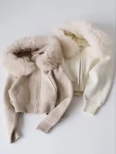 スナイデルオンライン限定品　大人気完売品　ファーフードパーカー　ニットフーディ