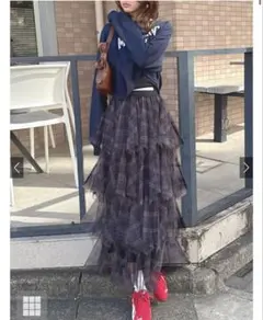 チェック柄 チュールスカート