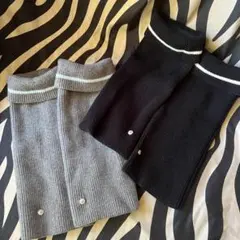 2点セット　リブ編みレッグウォーマー グレー ブラック