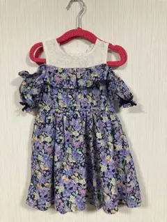 花柄オフショルダー半袖ワンピース 100cm エニファム　2way