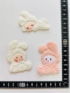 ウサギの刺繍パッチ3点セット