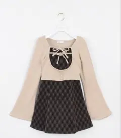 evelyn チェックセットワンピース ブラウン