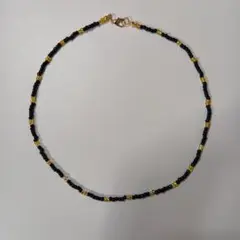 ブラック＆ゴールド　ビーズネックレス
