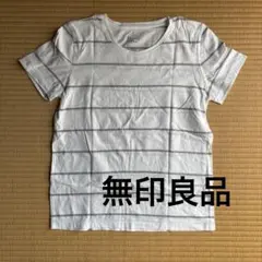 無印良品ホワイト×グレーラインボーダー半袖Tシャツ Lサイズ