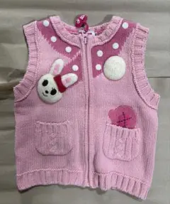 つ*ぽ様 ミキハウス　ベスト　90cm ピンク　うさぎ