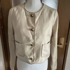 美品 23区 ノーカラーシープレザージャケット スナップボタン 36