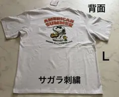 新品 スヌーピー Lサイズ 半袖 白 Ｔシャツ 綿100% サガラ刺繍 ホワイトのサムネイル
