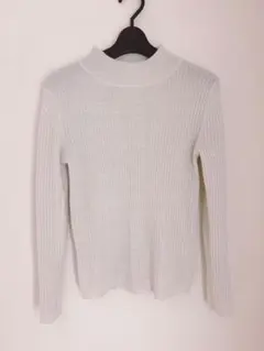 リブニット　ハイネックセーター　長袖　レディース