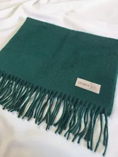 Cashmere カシミヤ 緑色 マフラー フリンジ付き　ユニセックス
