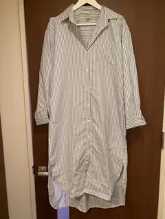 総丈　約120cm ストライプ 長袖 シャツワンピース 肌触り良いです