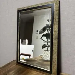 鏡 壁掛け ミラー 木製 アンティーク　玄関　ゴールド　卓上ミラー