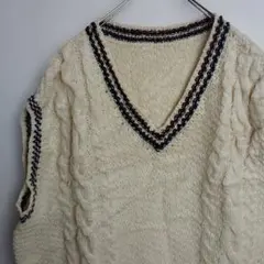 ニット ベスト ジレ ニットベスト アイボリー ケーブルニット