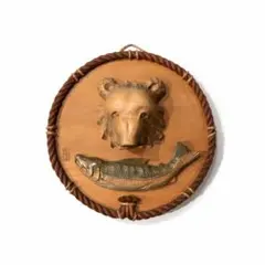 北海道 民藝 アイヌ 木彫熊 壁掛け 古道具 オブジェ アンティーク 45cm