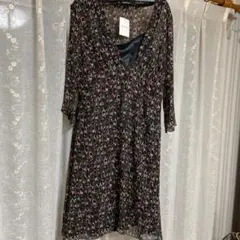 INDIVI 花柄 長袖ワンピース 42 新品　卒業式入学式セレモニー