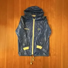 古着　ナイロンジャケット　青　フード付き