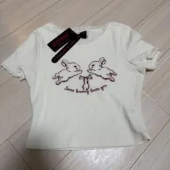 ROMWE ウサギ柄 半袖 Tシャツ アイボリーのサムネイル