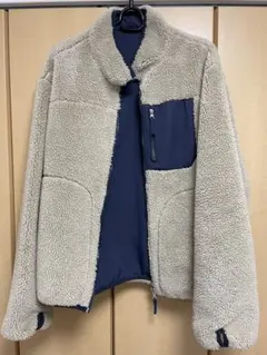 リバーシブルフリースジャケット ベージュ/ネイビー