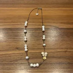 新品 未使用 ネックレス バタフライ 蝶々 パール シルバー パールネックレス