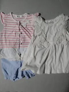 ロンパース　ワンピース　2枚セット　80　まとめ売り　半袖