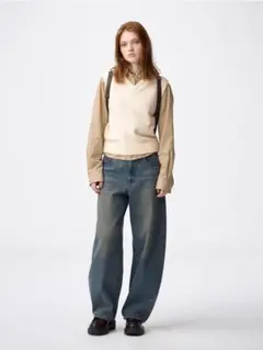 い*ん様 ジーユー バレルレッグジーンズ　67ブルー　women L