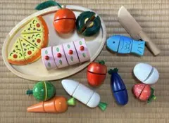 木製　おままごとセット フルーツ 野菜　ピザ　ロールケーキ