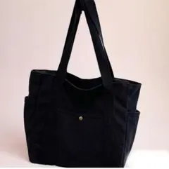 シンプル肩掛け出来る キャンバストートバッグ 黒