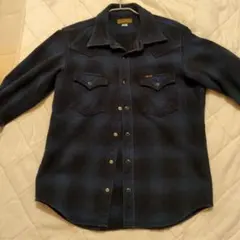 IRON HEART ダークブルー チェック柄 シャツ L