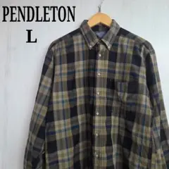 PENDLETON　ペンドルトン　70s　チェック柄　L　ブラウン　ウールのサムネイル