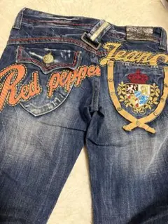 RED PEPPER 刺繍フレアブーツカットデニム 25