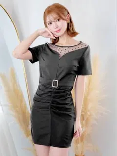 DAZZY ドット柄シアー切替 タイトミニドレス