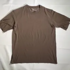 【UNIQLO U】ドライEX クルーネックTシャツ ブラウン メンズ Lサイズ