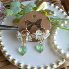 ☆❤️ 蝶々 蝶 花 じゃらじゃら パール ピアス イヤリング - メルカリ