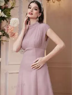 SHEIN ピンクAラインドレス　膝丈ワンピース　ドレス