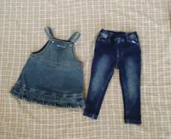 デニム ジャンパースカート パンツset 80cm
