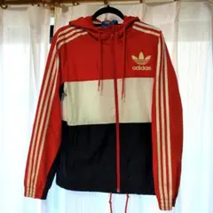 adidas フード付きナイロンジャケット M