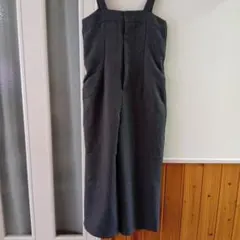 新品ダークグレー サロペット デニム風 Vネック