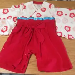 袴ロンパース 女の子 80　お食い初め　初節句　誕生日　新年お祝い用