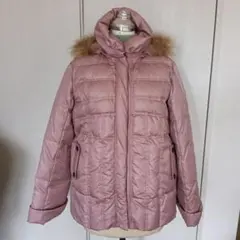 【未使用】 ピンク ダウンジャケット コートフード ファー 大きいサイズ
