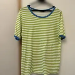 ストライプ 半袖Tシャツ 緑と白