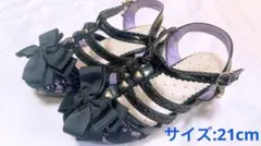 ★可愛い☆女の子☆サンダル☆フォーマル☆発表会☆パンプス☆レース☆黒☆紫★