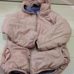 ピンク フード付きリバーシブル 中綿コート 130
