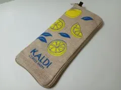 KALDI レモン柄バッグ マイクロファイバーケース 麻風