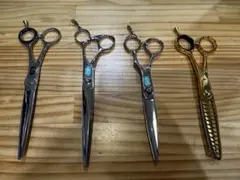T】理容バサミ シザー セニングシザー 17本セット コイン型ドライバー
