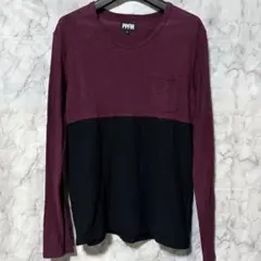 PPFM カットソー　ロンT 長袖 バイカラー　ツートン